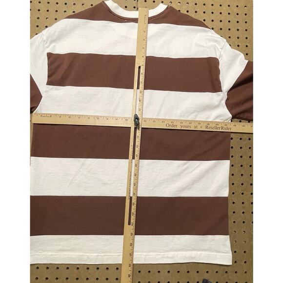 A.P.C. Rue Madame Paris Men Unisex T-Shirt Portugal Stripe Brown & White Medium - Picture 5 of 7